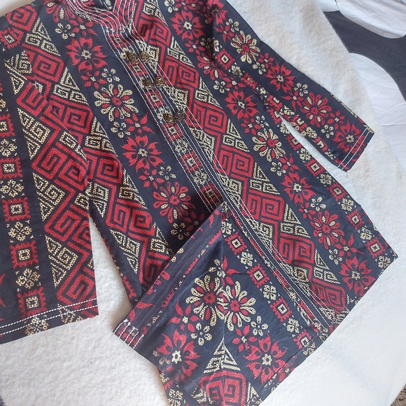 Geometric patterned cotton tunic - Picture 6 of 7